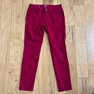 Ann Taylor Loft size 2 petite red modem skinny jeans